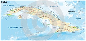 Cuba road and national park vector map