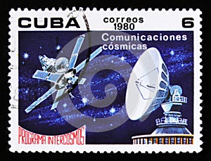 Cuba shows Comunication in space, Space Program of the Soviet Union, Intercosmos, circa 1980