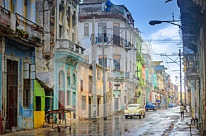 Streets of old Havanna after the rain, historical quarters photo