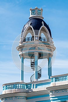 Cuba,  tower of Ferrer Palace, Palacio Ferrer, Cienfuegos, colonial style building with spiral staircase to viewing