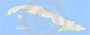 Cuba. Vector map. Geographic map detailed with the designation o