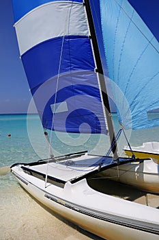 Cuban beach and saling boat