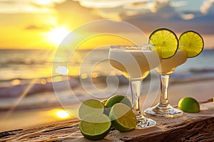 Cuban Beachfront Bar with Daiquiris at Sunset