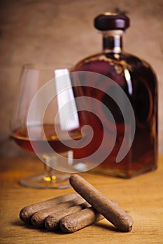 Cuban cigars and french cognac photo