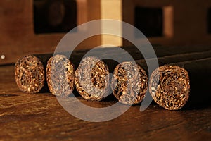 Cuban cigars over the table