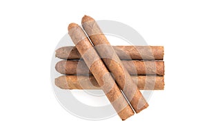 Cuban cigars on a white background