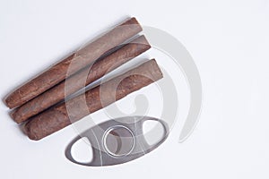 Cuban cigars on white background