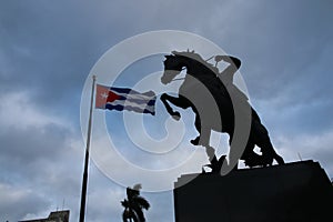 Cuban flag against the sky