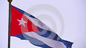 Cuban Flag Slow motion Waving. Cubana bandera