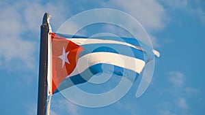 Cuban Flag Waving. Cubana bandera. 4K video footage.