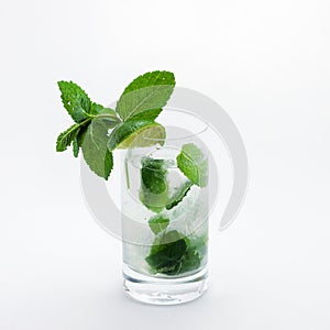 Cuban mojito cocktail with lime and mint