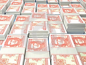 Cuban money. Cuban peso banknotes. 3 CUP pesos bills
