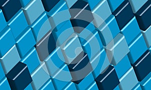 Cube 3d vector abstract background in blue color and perspective.