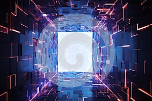 cube in abstract cyberspace Futuristic technology background