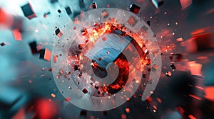 cube abstract style of an exploding 3d cube