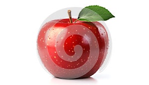 Cube apple with apple leaf isolated on a white background