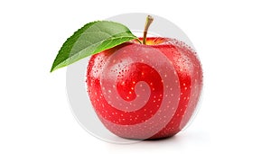 Cube apple with apple leaf isolated on a white background