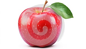 Cube apple with apple leaf isolated on a white background