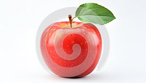 Cube apple with apple leaf isolated on a white background
