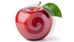 Cube apple with apple leaf isolated on a white background
