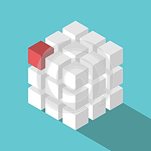 Cube assembled of blocks