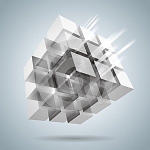 Cube assembled of blocks,puzzle blocks.