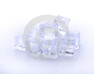 Cube of blue ice on a white background