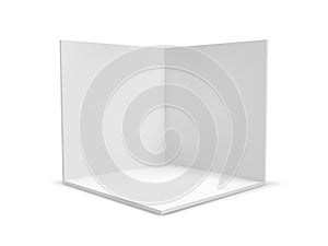 Cube box or corner room interior cross section. Vector white empty geometric square 3D blank box