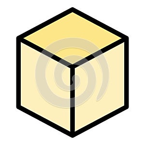 Cube box icon color outline vector