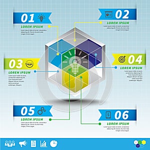 Cube business info-graphic template vector