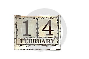 Cube calendar for 14 february on isolated background with empty copy space for inscription or other objects. Valentines Day