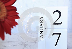 Cube calendar with date January 27th