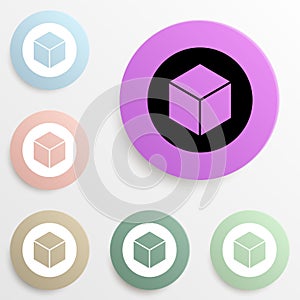 cube in a circle badge color set. Simple glyph, flat vector of web icons for ui and ux, website or mobile application