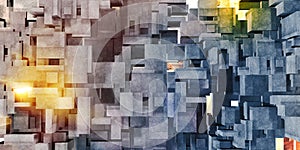 Cube concrete multicolored background architecture Polygon Geometry concrete surface 3D rendering