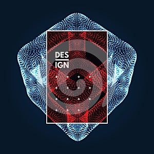 The cube consisting of points. Connection structure. 3d grid design. Technology style.