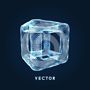 The Cube Consisting of Points. Connection Structure. 3d Grid Design. Technology Style. Molecular lattice