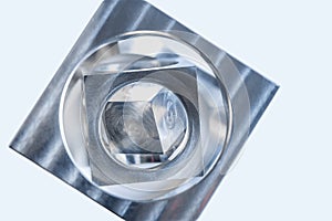 Cube in cube, workpiece on a CNC milling machine