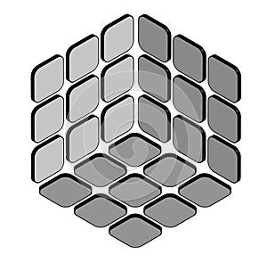 Cube with dropped pieaces