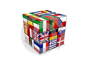 Cube with european flags