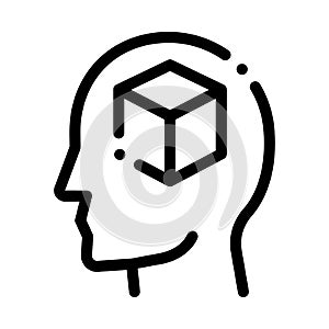 Cube Figure In Man Silhouette Mind Vector Icon