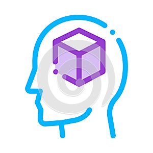 Cube Figure In Man Silhouette Mind Vector Icon