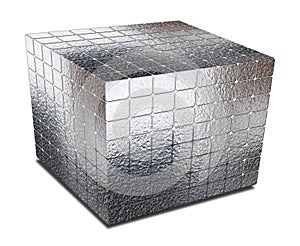 Cube with gaps silver metal