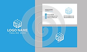 Cube GW logo design. Property and Construction GW Logo design with business card