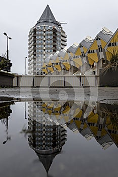 Cube houses and Blaaktoren in Rotterdam