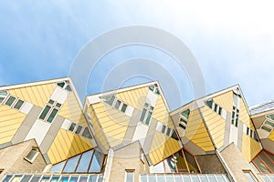 Cube houses designed Yellow Cube houses in Rotterdam under Clear