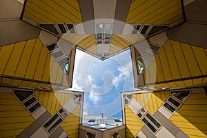 Cube houses designed Yellow Cube houses in Rotterdam under Clear