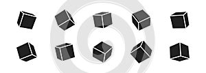 Cube icon set. Cube icons collection with a perspective. Ð¡ubes at different angles