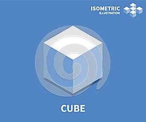 Cube icon, vector illustration in flat isometric 3D style