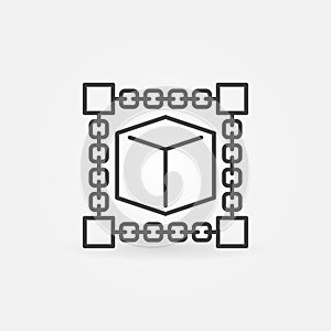 Cube inside blockchain. Block chain technology vector symbol