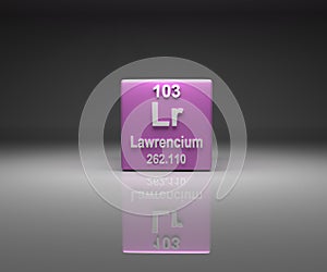 Cube with Lawrencium number 103 periodic table